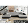 WOHNLANDSCHAFT Grau, Schwarz Webstoff  - Chromfarben/Schwarz, Design, Kunststoff/Textil (165/359/165cm) - MID.YOU