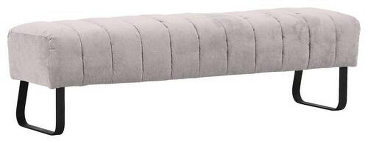 SITZBANK in Textil Schwarz, Hellgrau  - Hellgrau/Schwarz, Design, Textil/Metall (175/52/53cm) - Novel