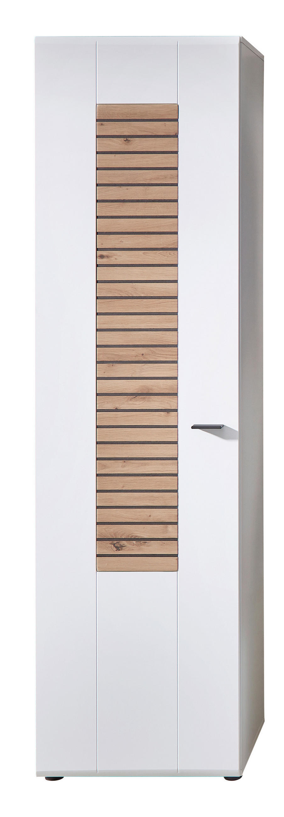 Livetastic Garderobenschrank Fresno Weiß, Eiche Artisan, Schwarz 55x201x40 cm
