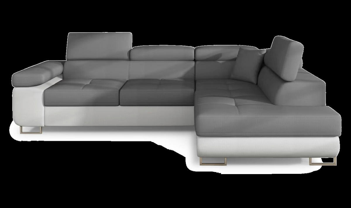 ECKSOFA  Grau, Hellgrau Textilgeflecht  - Chromfarben/Hellgrau, Design, Textil/Metall (272/203cm) - MID.YOU