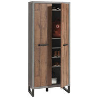 GARDEROBNA OMARA siva, barve hrasta, temno siva - temno siva/siva, Moderno, kovina/leseni material (80/190/35cm) - Carryhome