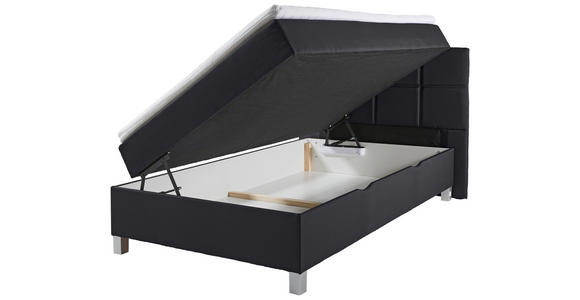 BOXBETT 120/200 cm in Schwarz - Alufarben/Schwarz, KONVENTIONELL, Kunststoff/Textil (120/200cm) - Carryhome