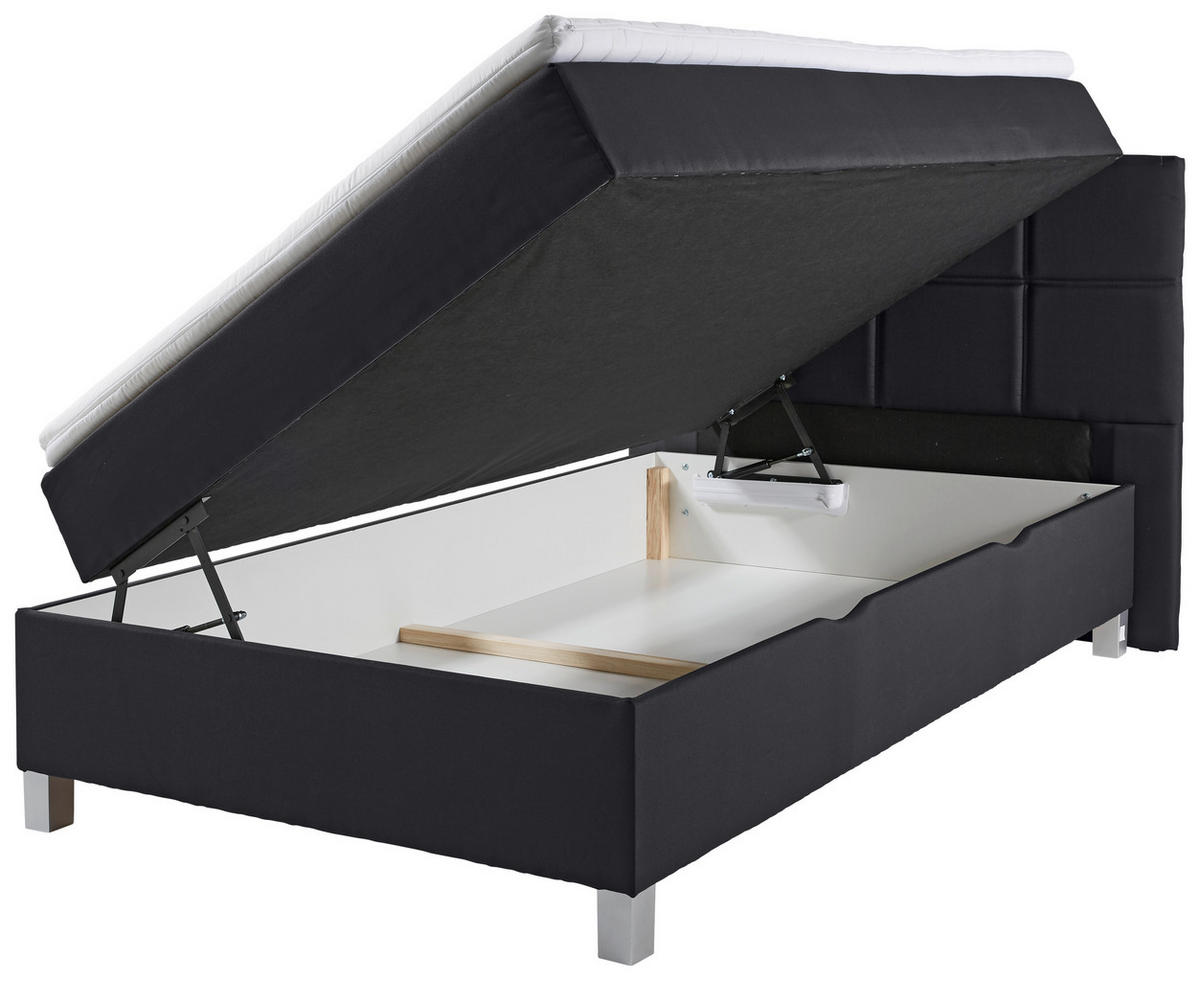 BOXBETT 120/200 cm  in Schwarz  - Alufarben/Schwarz, Konventionell, Kunststoff/Textil (120/200cm) - Carryhome