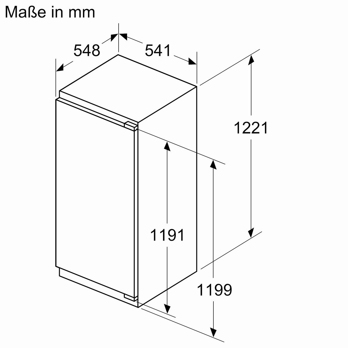 KÜHLSCHRANK 54,1/122,1/54,8 cm KI2422FE0  - Weiß, Basics, Glas/Metall (54,1/122,1/54,8cm) - Neff