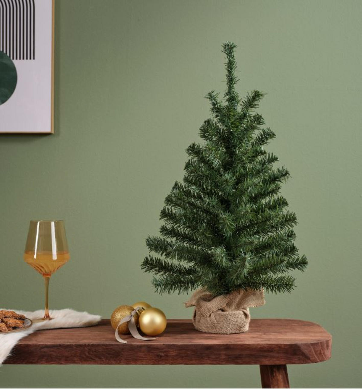 NOVOGODIŠNJA JELKA - zelena/bež, Osnovno, tekstil/plastika (35/60cm) - X-Mas
