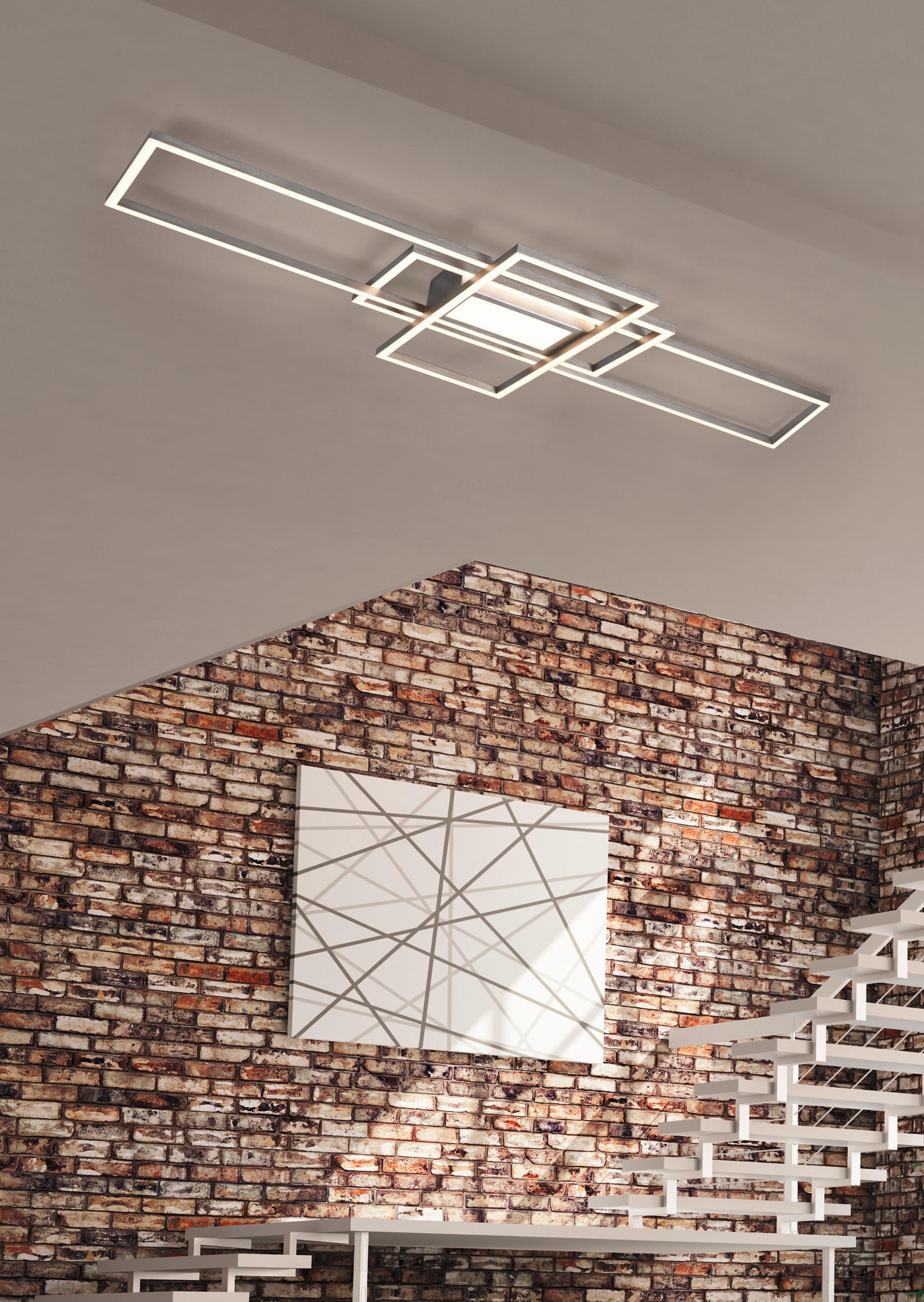 LED-DECKENLEUCHTE 105/42/6,5 cm   - Nickelfarben, Design, Metall (105/42/6,5cm) - Novel