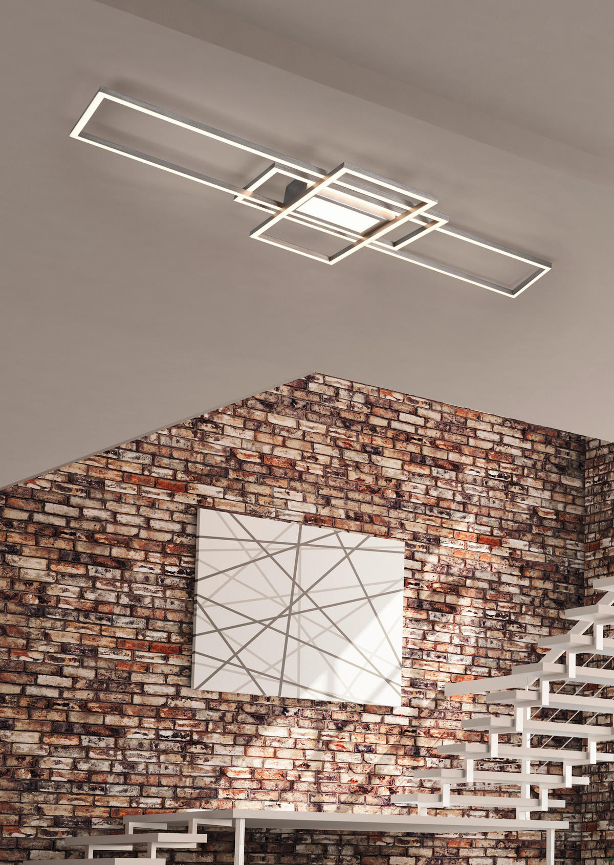 LED-DECKENLEUCHTE 105/42/6,5 cm   - Nickelfarben, Design, Metall (105/42/6,5cm) - Novel