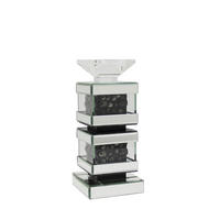 SUPORT PENTRU LUMÂNĂRI - argintiu/negru, Trend, sticlă/material pe bază de lemn (13/29/13cm) - Ambia Home