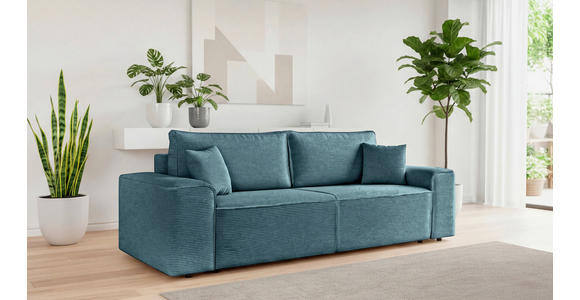 SCHLAFSOFA  mit Rücken echt, Armteil links, Armteil rechts Cord Blau  - Blau/Schwarz, Design, Kunststoff/Textil (261/95/108cm) - Xora