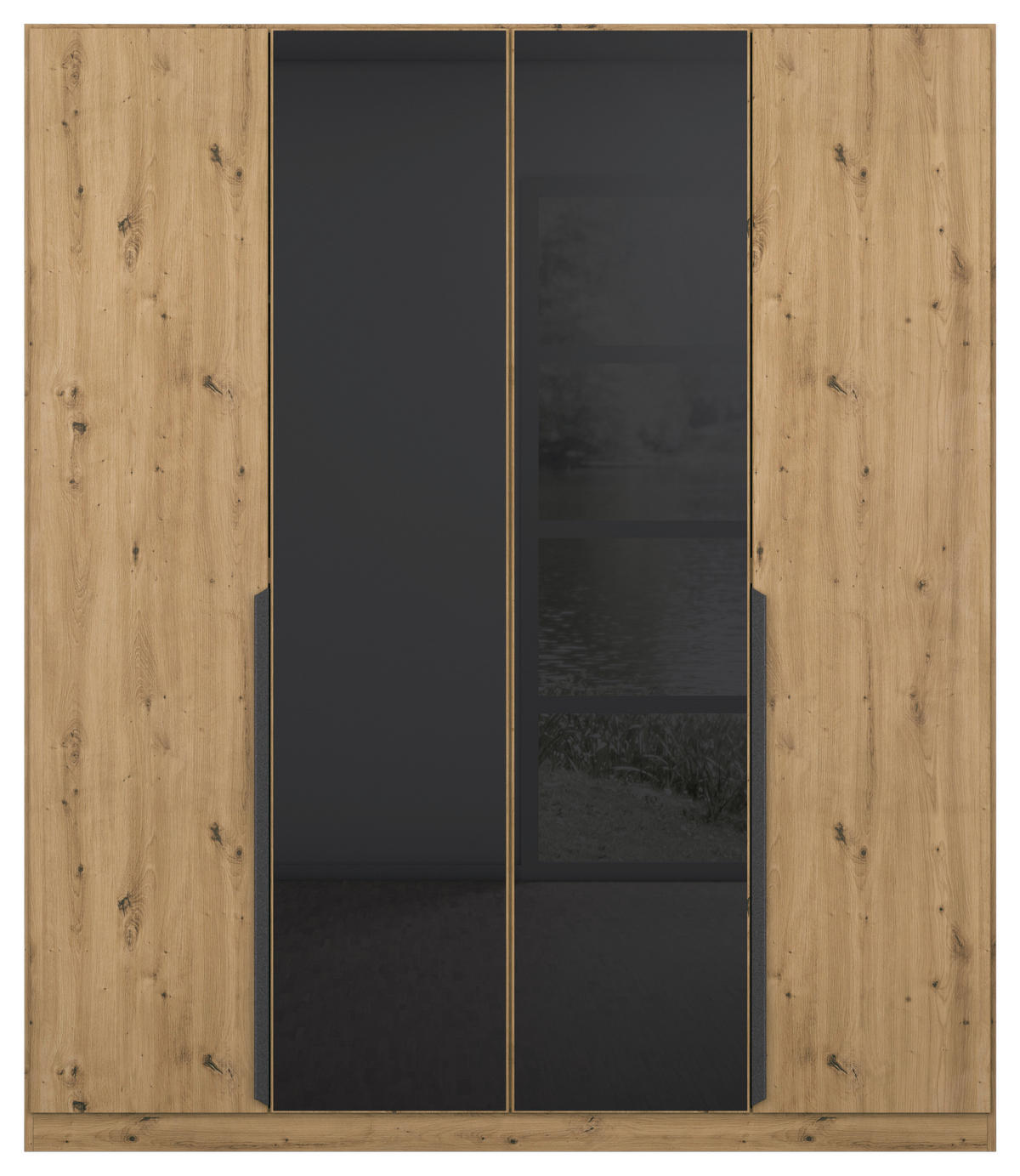DREHTÜRENSCHRANK  in Anthrazit, Eiche Artisan  - Anthrazit/Eiche Artisan, MODERN, Glas/Holzwerkstoff (181/210/54cm) - Rauch Möbel