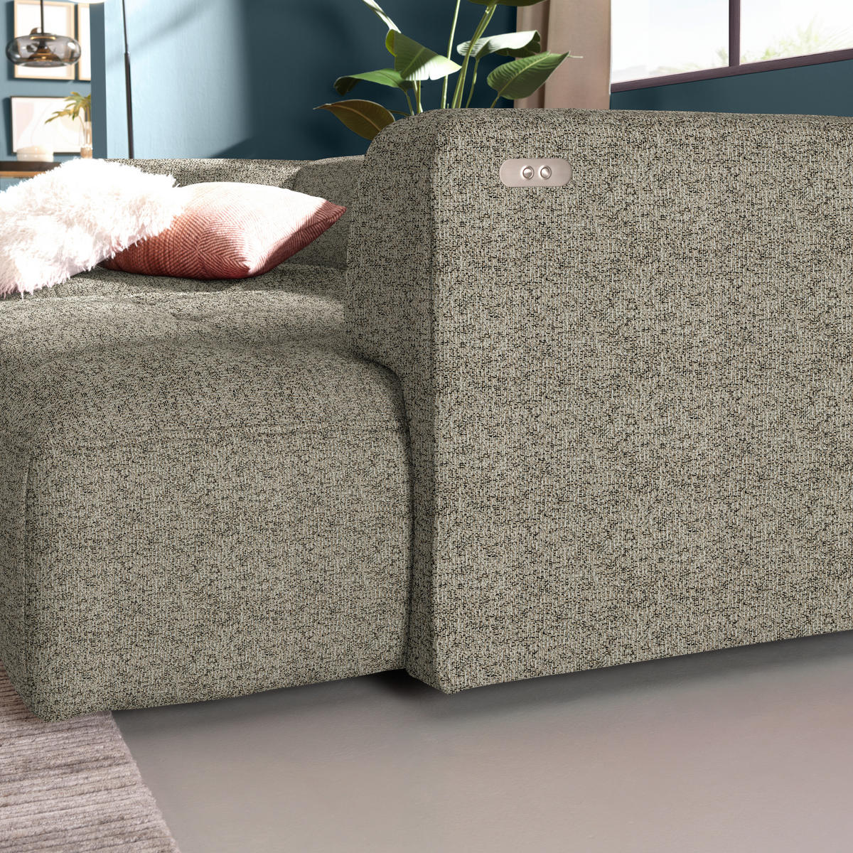 ECKSOFA Webstoff Hellbraun  - Hellbraun/Schwarz, Design, Kunststoff/Textil (188/288cm) - Welnova
