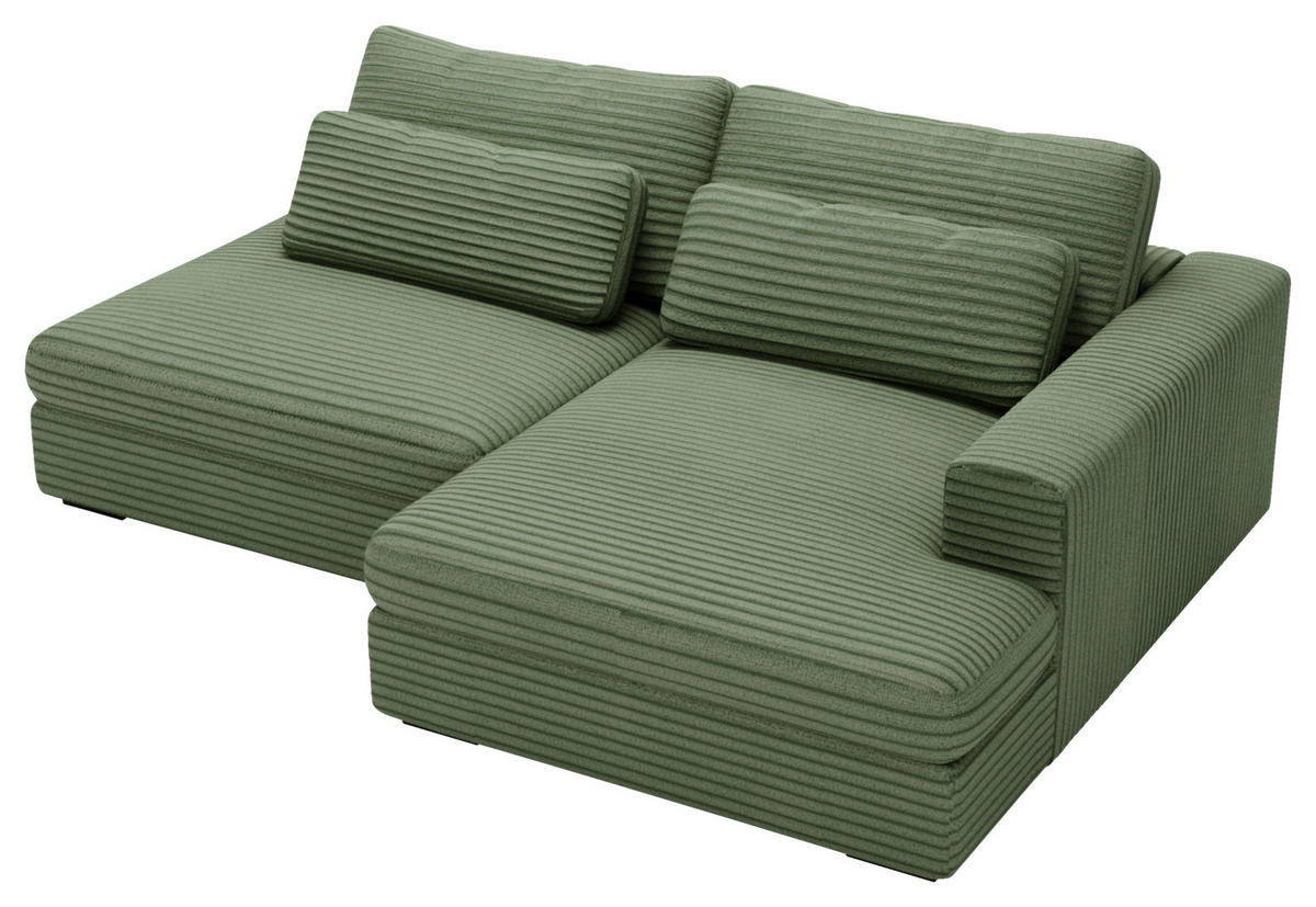 ECKSOFA in Cord Grün  - Schwarz/Grün, Design, Kunststoff/Textil (223/158cm) - Lomoco