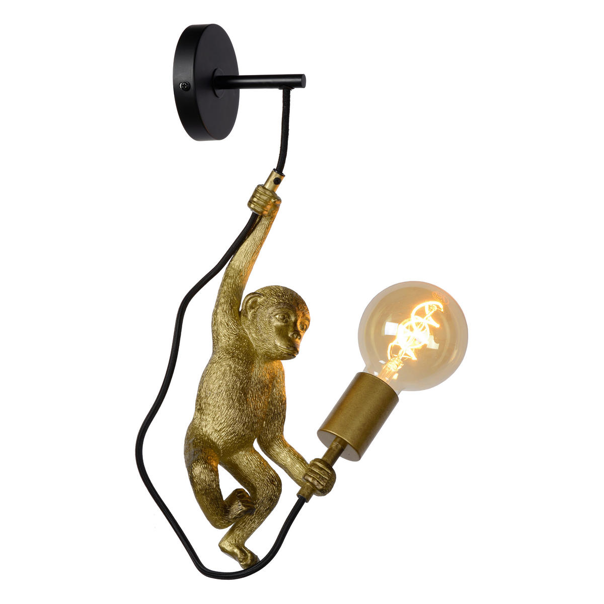 STENSKA SVETILKA  EXTRAVAGANZA CHIMP 60 W///230 V/E27 - zlate barve/črna, Trend, umetna masa/tekstil (17.6/14/48.5cm)