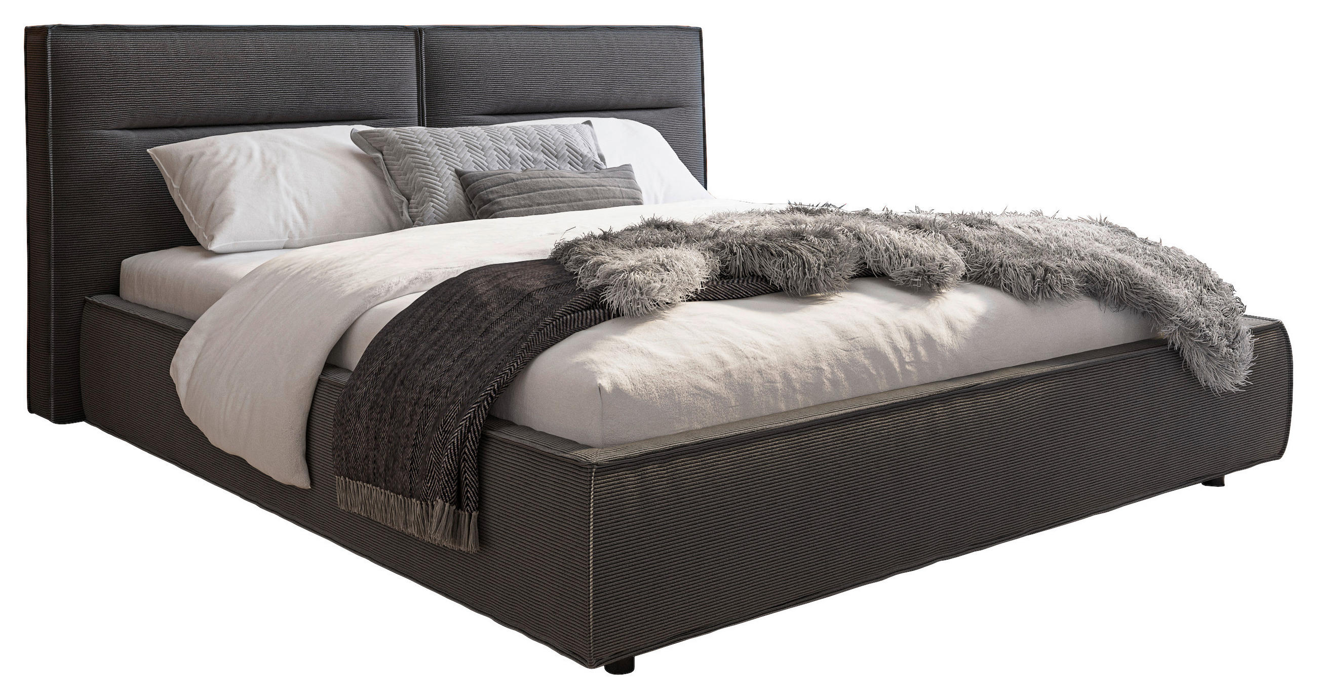 POLSTERBETT 180/200 cm,  in Anthrazit,  - Anthrazit/Schwarz, Design, Kunststoff/Textil (180/200cm) - Lomoco