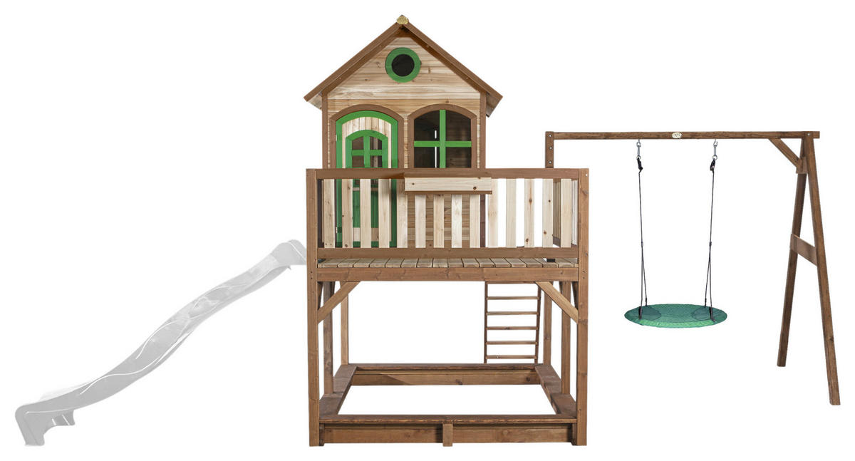 SPIELTURM 613/291/277 cm  - Braun/Weiß, KONVENTIONELL, Holz (613/291/277cm) - Ambia Garden