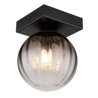 WANDLEUCHTE - Klar/Schwarz, Design, Glas/Metall (12/15cm) - Globo
