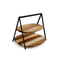 MUFFINÁLLVÁNY  - akáciaszínű/fekete, Basics, fa/fém (29.5/27.5/4.20cm)