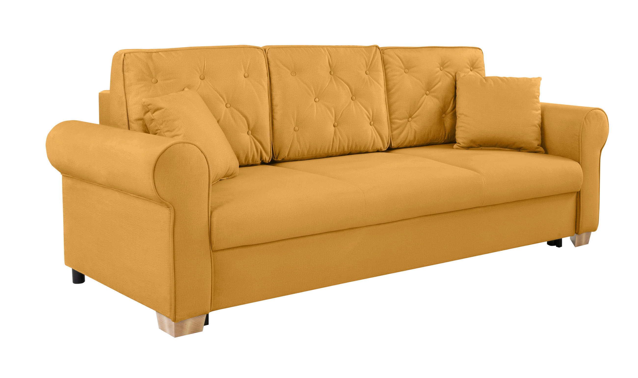 SCHLAFSOFA in Gelb  - Gelb/Buchefarben, Design, Holz/Textil (240/94/98cm) - MID.YOU