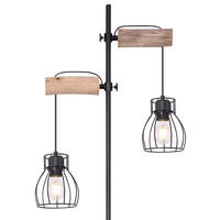 STEHLEUCHTE - Schwarz/Naturfarben, Basics, Holz/Metall (47/25/168cm) - Globo
