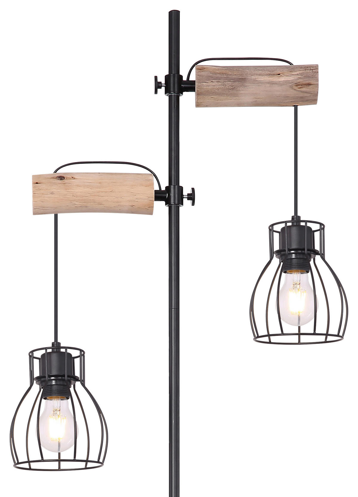 STEHLEUCHTE - Schwarz/Naturfarben, Basics, Holz/Metall (47/25/168cm) - Globo