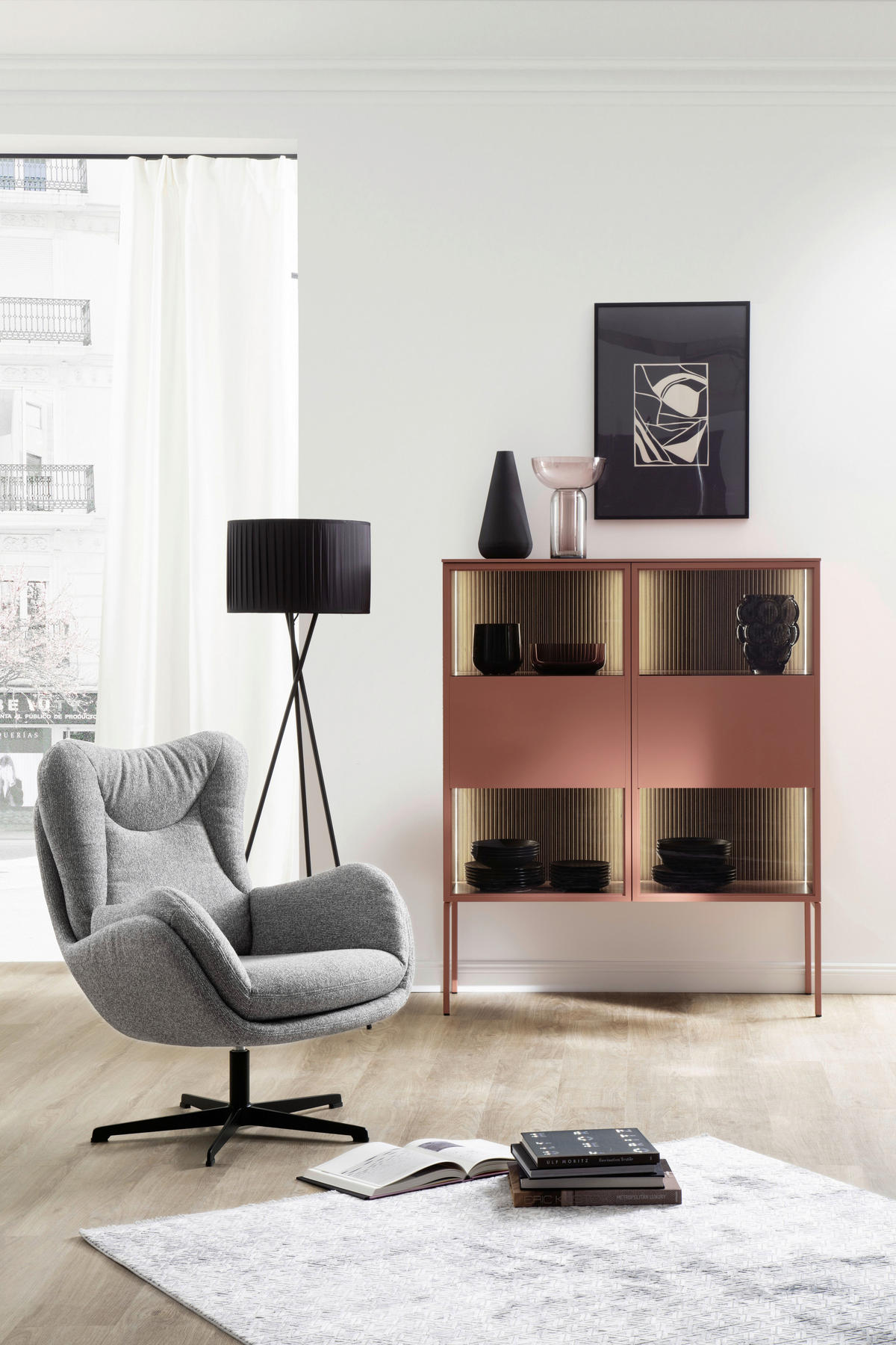 HIGHBOARD Dunkelrosa  120/145/45 cm  - Dunkelrosa, Design, Glas/Holz (120/145/45cm) - Schöner Wohnen