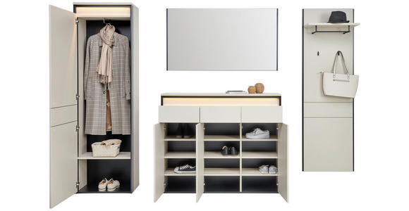 SCHUHSCHRANK  in 130/106/38 cm  - Kaschmir/Schwarz, KONVENTIONELL, Holzwerkstoff (130/106/38cm) - Voleo