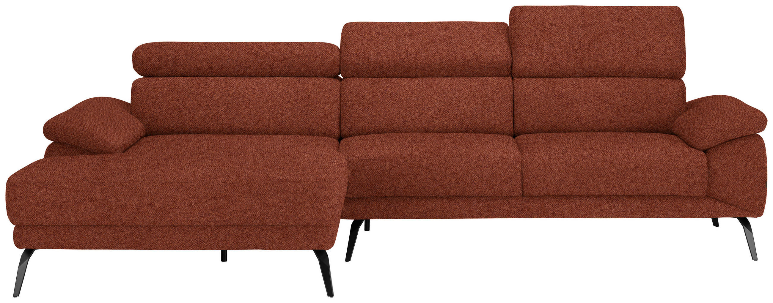 ECKSOFA in Velours Rostfarben  - Rostfarben/Schwarz, Design, Textil/Metall (187/295cm) - Novel
