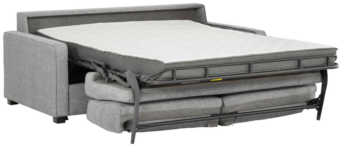 SCHLAFSOFA in Textil Hellgrau  - Hellgrau/Schwarz, Design, Kunststoff/Textil (205/83/100cm) - Livetastic