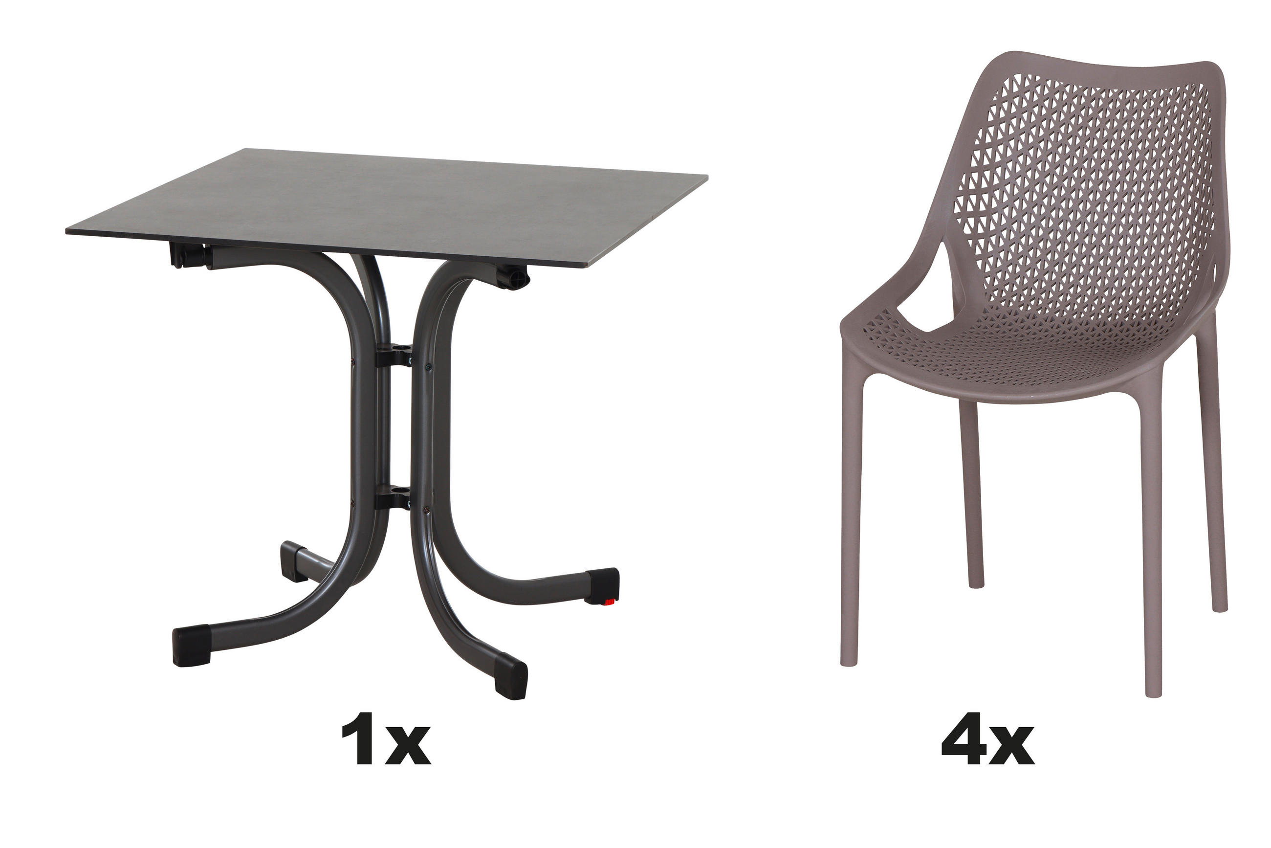 GARTENGARNITUR 5-teilig Stahl  - Taupe/Anthrazit, Basics, Kunststoff/Metall (80/81/80cm) - Siena Garden