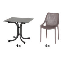 GARTENGARNITUR 5-teilig Stahl  - Taupe/Anthrazit, Basics, Kunststoff/Metall (80/81/80cm) - Siena Garden