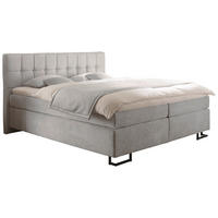 BOXSPRINGBETT 180/200 cm,  in Hellgrau, Matratzen, H3 = fest  - Hellgrau/Schwarz, KONVENTIONELL, Textil/Metall (180/200cm) - Carryhome