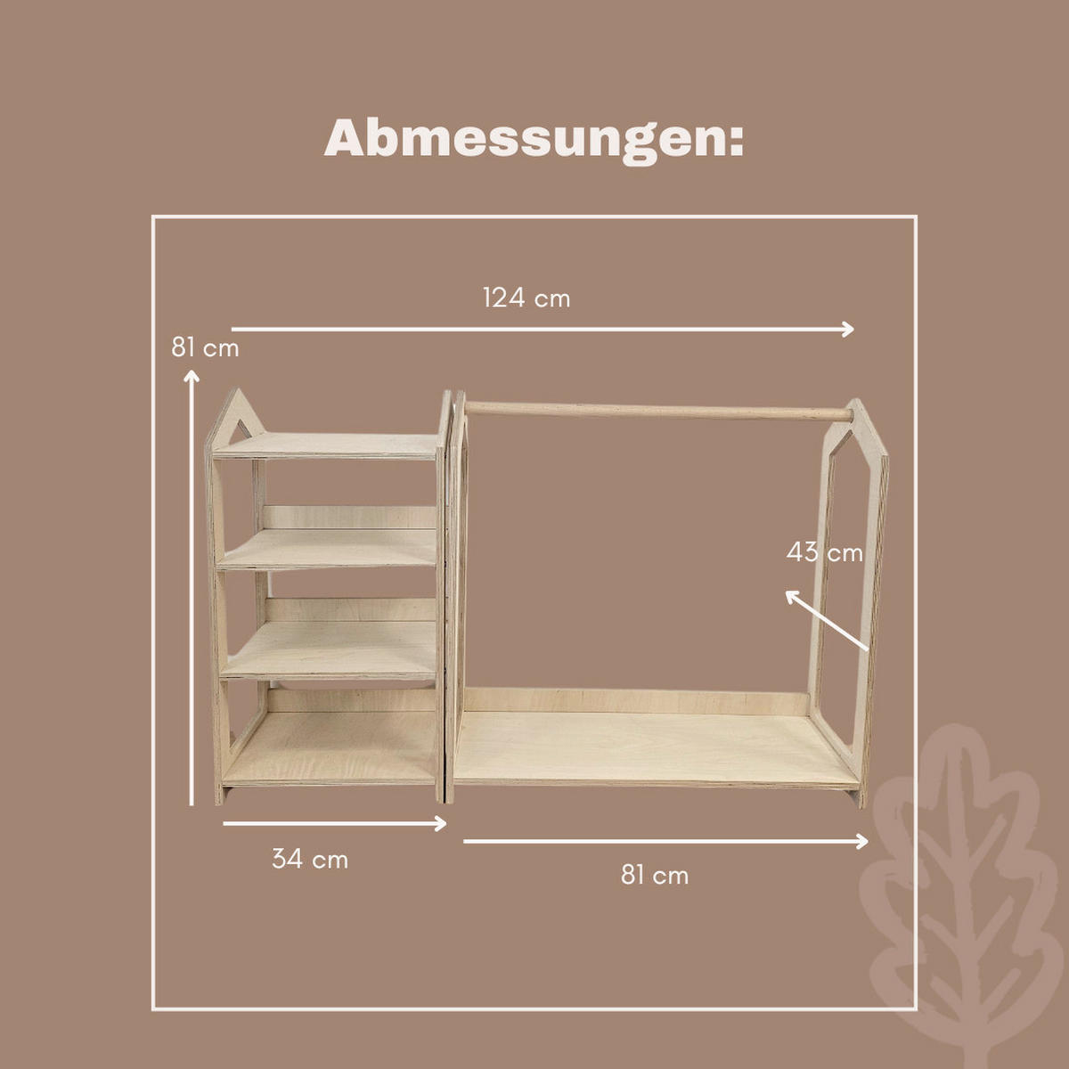 KINDERGARDEROBE in   - Birkefarben, Basics, Holz (124/43/81cm) - CLIFF