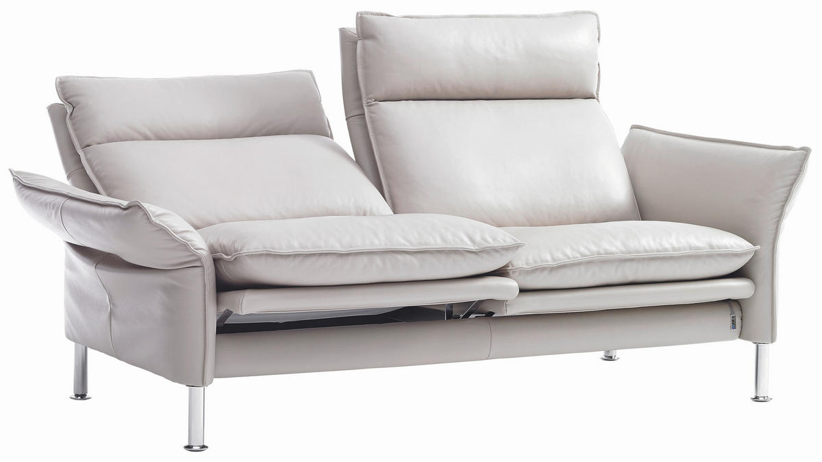 2-SITZER-SOFA Beige Echtleder  - Chromfarben/Beige, KONVENTIONELL, Leder/Metall (158/93/88cm) - Erpo
