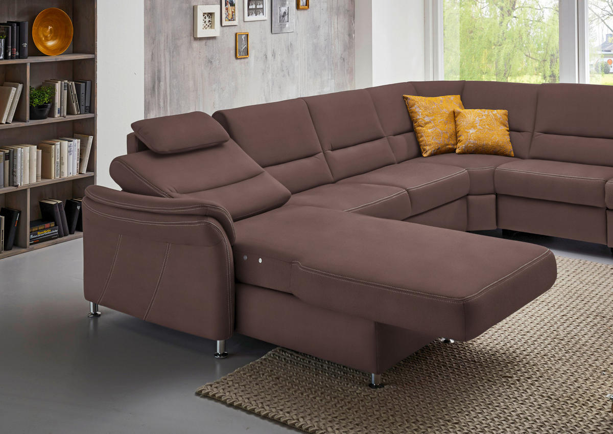WOHNLANDSCHAFT in Mikrofaser Braun  - Alufarben/Braun, Konventionell, Textil/Metall (173/330/262cm) - Beldomo System