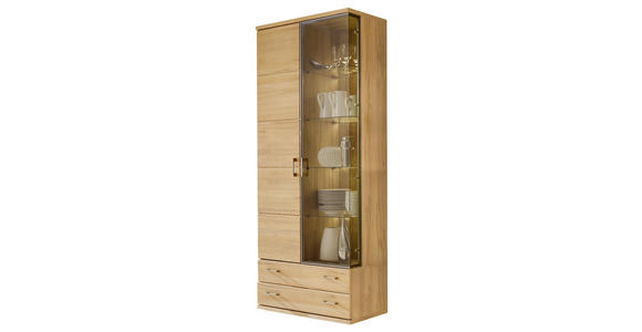 VITRINE in massiv Kernbuche Buchefarben - Silberfarben/Buchefarben, KONVENTIONELL, Glas/Holz (90/211,6/40,4cm) - Cantus