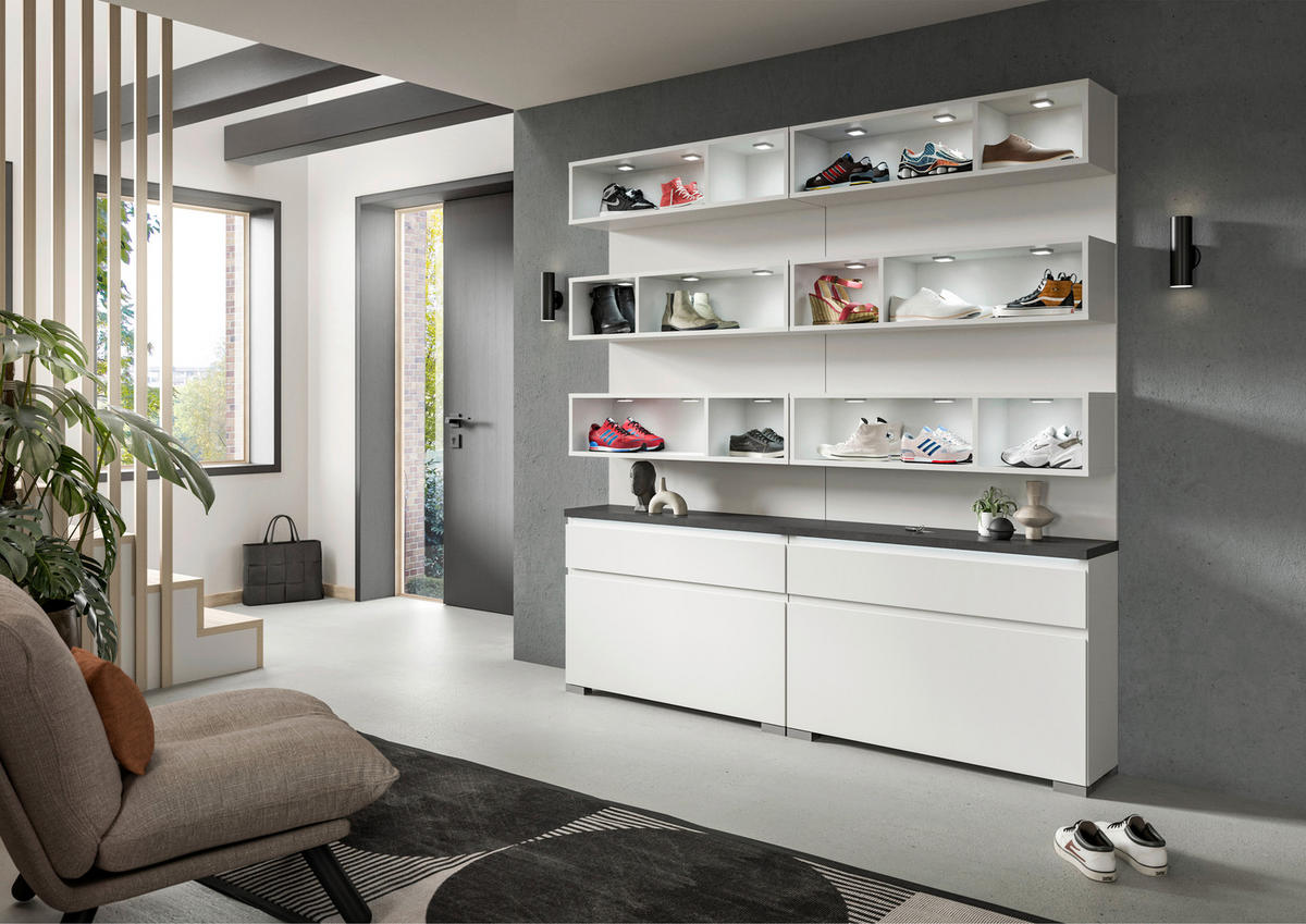 SCHUHSCHRANK  in 95/194/27 cm  - Silberfarben/Weiß, MODERN (95/194/27cm)