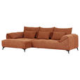 ECKSOFA in Cord Rostfarben  - Rostfarben/Schwarz, KONVENTIONELL, Textil/Metall (176/311cm) - Carryhome