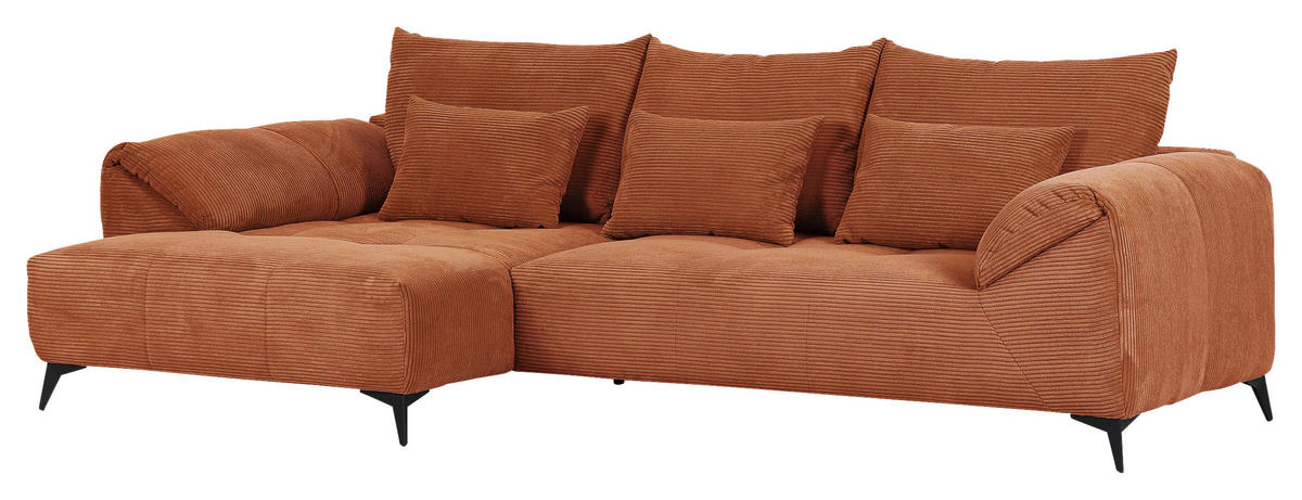 ECKSOFA in Cord Rostfarben  - Rostfarben/Schwarz, Konventionell, Textil/Metall (176/311cm) - Carryhome