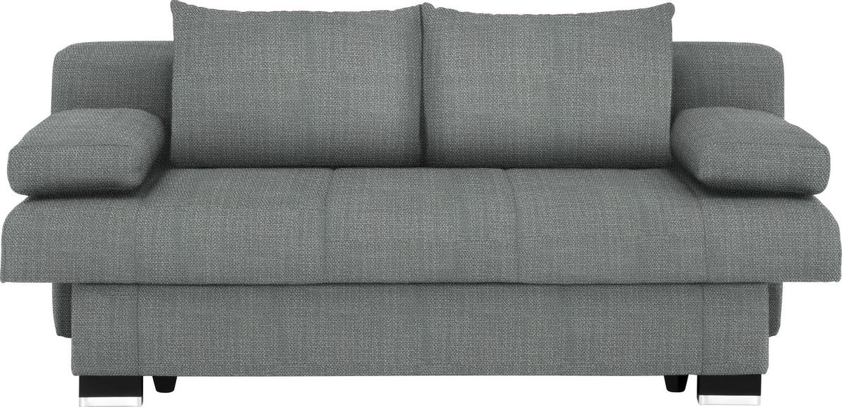 SCHLAFSOFA Helen  mit Stoffauswahl, Schlafen auf Sitzhöhe, Rücken echt Grau  - Wengefarben/Alufarben, KONVENTIONELL, Holz/Textil (200/80/104cm) - Novel