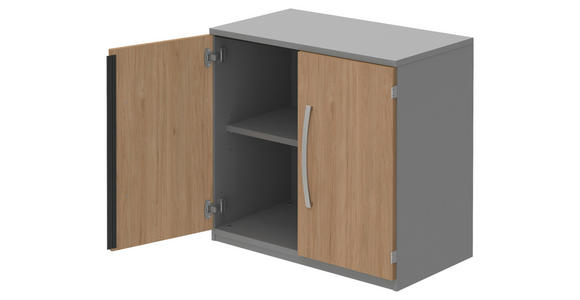 AKTENSCHRANK Grau, Eichefarben  - Eichefarben/Grau, KONVENTIONELL, Holzwerkstoff (80/76,5/43cm) - Moderano