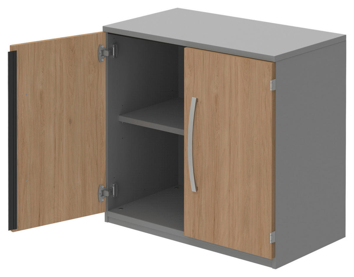 AKTENSCHRANK Grau, Eichefarben  - Eichefarben/Grau, KONVENTIONELL, Holzwerkstoff (80/76,5/43cm) - Moderano