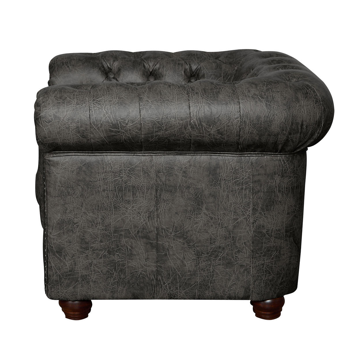 SESSEL in Lederlook Schwarz  - Schwarz/Braun, Design, Holz/Textil (104/72/86cm) - P & B
