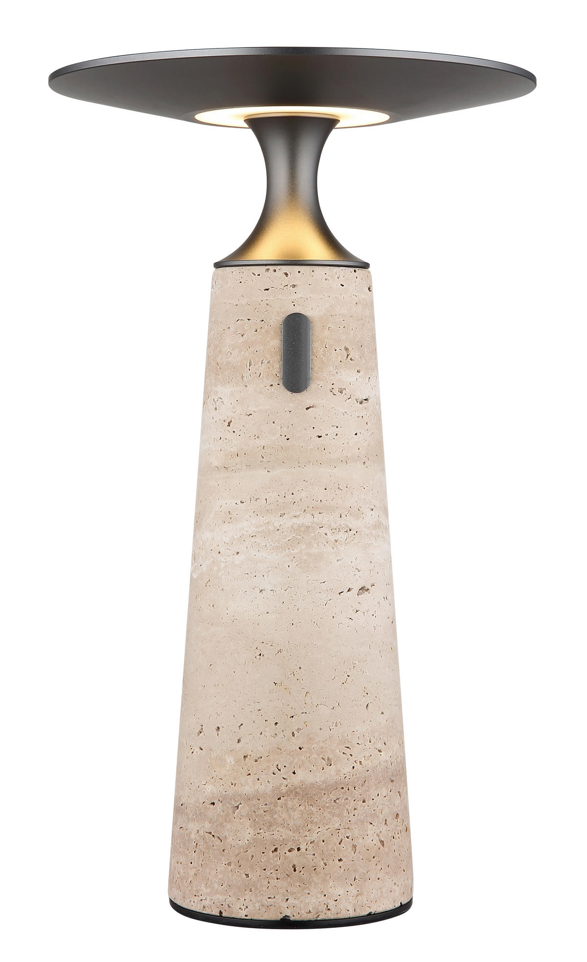 AKKU-TISCHLEUCHTE TRAVERTIN 20/33,6 cm  - Graphitfarben/Weiß, Design, Kunststoff/Stein (20/33,6cm)