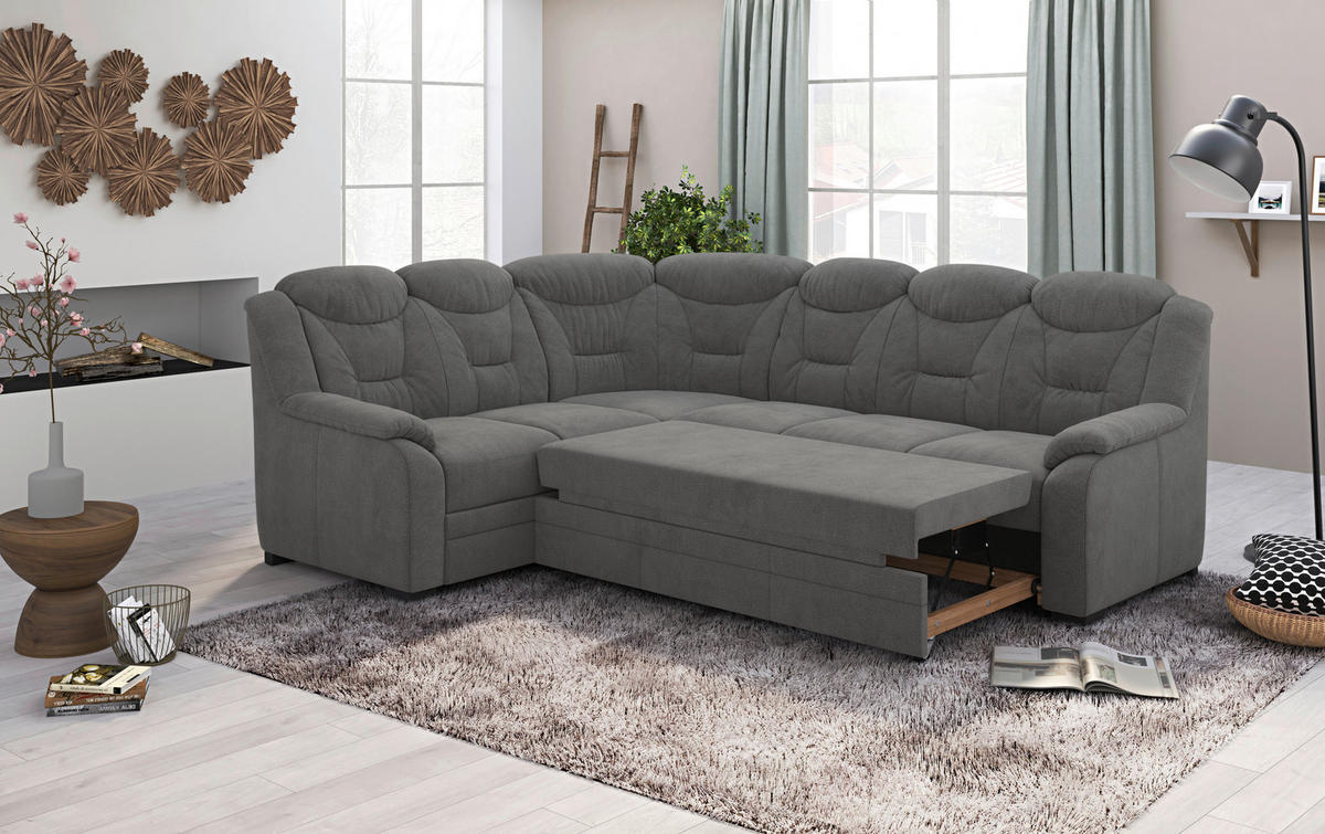ECKSOFA in Chenille Anthrazit  211/263 cm  - Anthrazit/Schwarz, Basics, Kunststoff/Textil (211/263cm) - MID.YOU