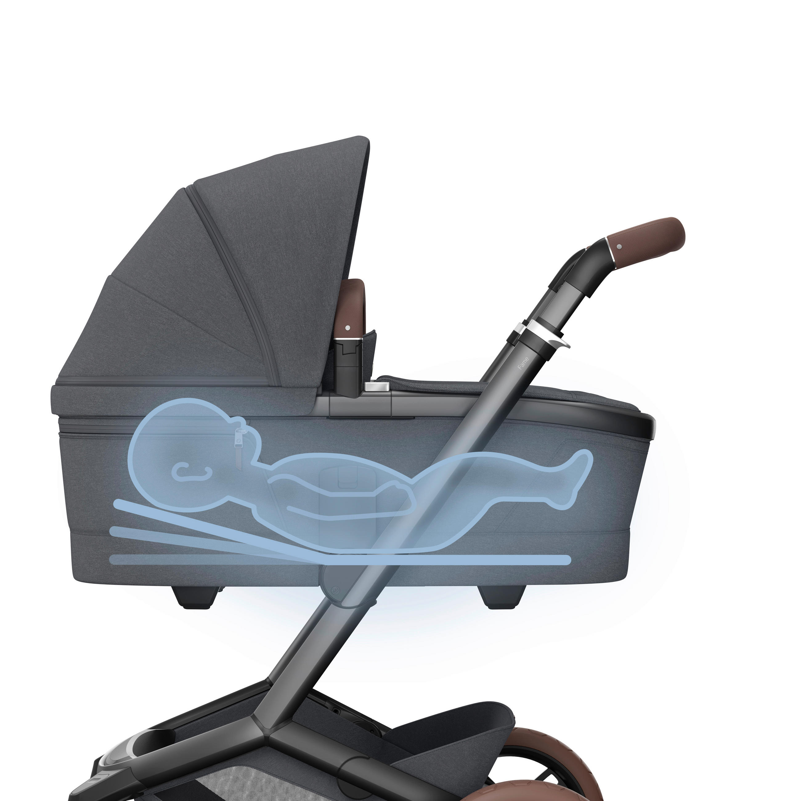LIGGDEL Fame  - grafitfärgad, Basics, textil (42,5/64,5/87cm) - Maxi Cosi Pro