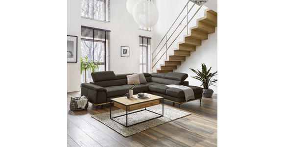 ECKSOFA in Lederlook Anthrazit 282/226 cm - Anthrazit/Schwarz, Natur, Holz/Textil (282/226cm) - Novel