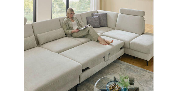 WOHNLANDSCHAFT Dieter Knoll Greige Chenille  - Greige/Schwarz, Design, Textil/Metall (175/349/235cm) - Dieter Knoll