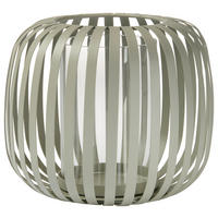 KERZENHALTER - Hellgrau, Design, Glas/Metall (22/17cm) - Ambia Home