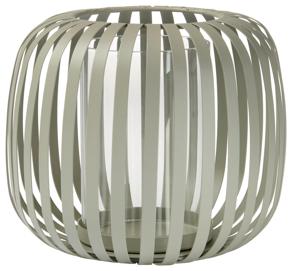 KERZENHALTER - Hellgrau, Design, Glas/Metall (22/17cm) - Ambia Home
