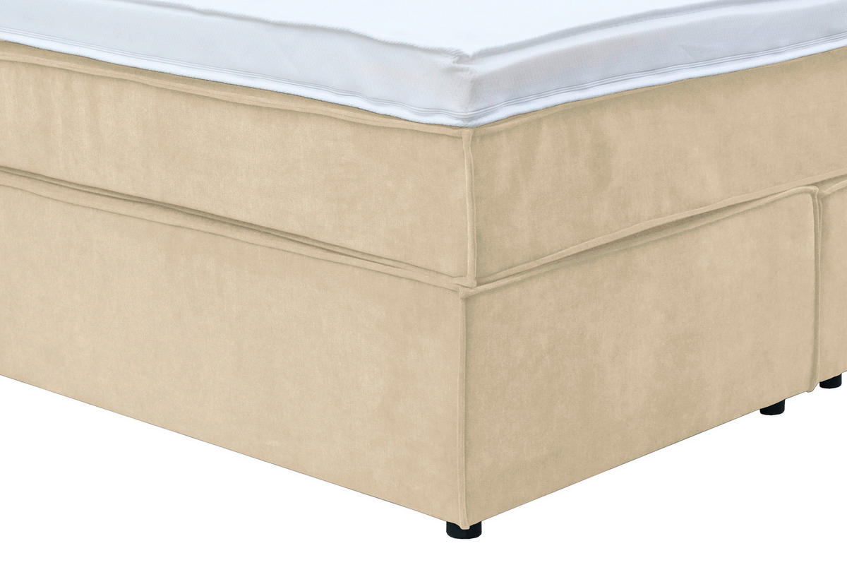 BOXSPRINGBETT 140/200 cm  in Creme  - Creme/Schwarz, Konventionell, Kunststoff/Textil (140/200cm) - Boxxx